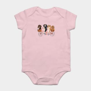 Four Cavalier King Charles Spaniels Riding a Bike Baby Bodysuit